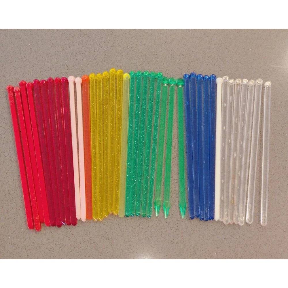 Vintage Cocktail Swizzle Sticks Lot 21 Plastic Drink Stir Stirrers Barware